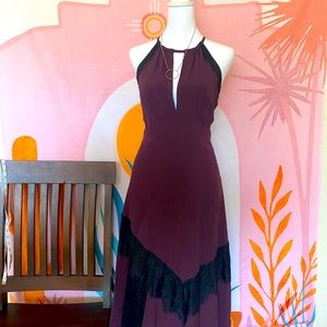 Moulinette Soeurs Purple/ Black Lace Maxi Dress, size 2